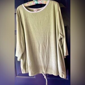 XL Stan Herman terry clothe drawstring waist top green